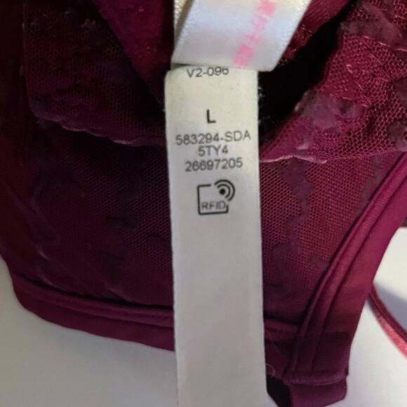 PINK Victoria’s Secret Size L Push-Up Bra Mesh Logo Berry Purple Padded Y2K Alt - Picture 7 of 7